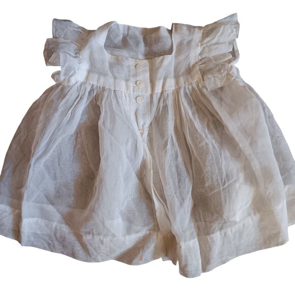 Vintage Baby Dress 1950's Sheer White Ruffled Shell Buttons & Delicate Design - Picture 1 of 10
